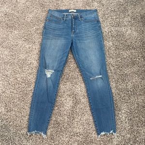 Madewell skinny jeans 30inch waist, 9 inch rise